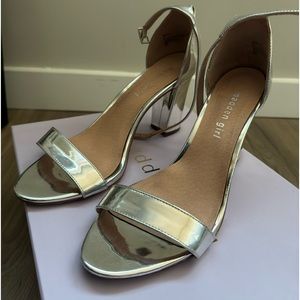 Silver Metallic Madden Girl Chunk Heels